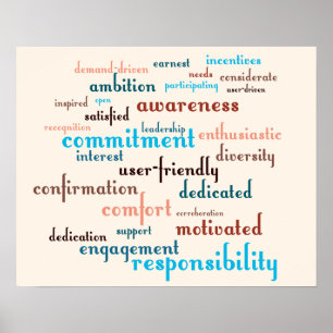 Team Motivation Word Cloud Customisable Background Poster