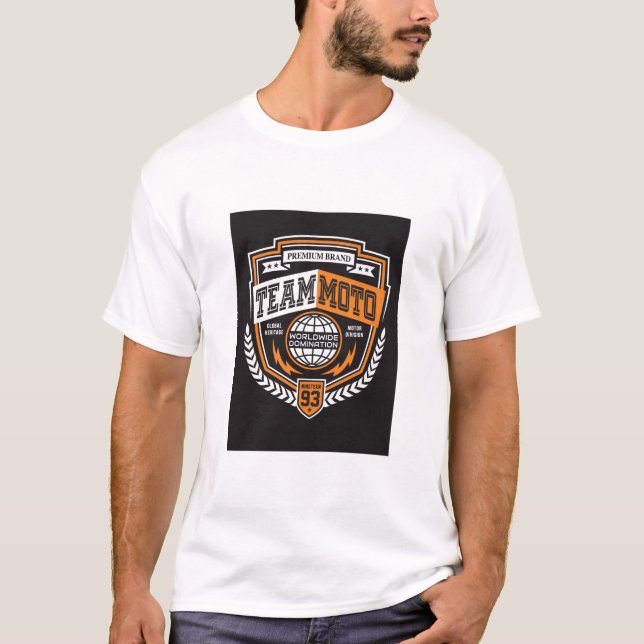 Team Moto 93 Orange Racing Crest Tee (Front)