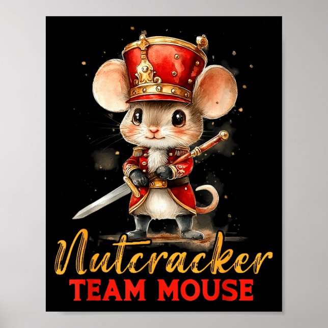 Team Mouse Nutcracker Christmas Dance Pajamas Kids Poster (Front)