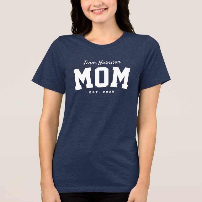 Team mum cute simple personalised white text Tri-Blend shirt (Front)