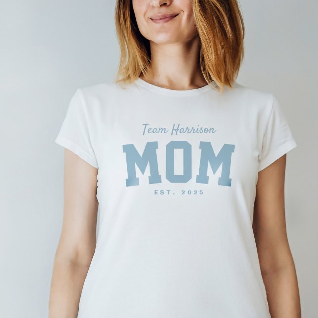 Team mum sporty simple personalised blue T-Shirt (Creator Uploaded)