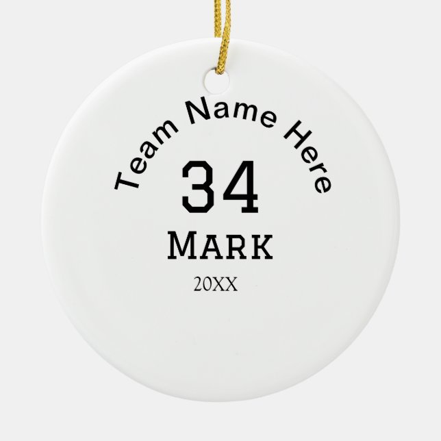 team name add player name date sports men  ceramic tree decoration (Front)