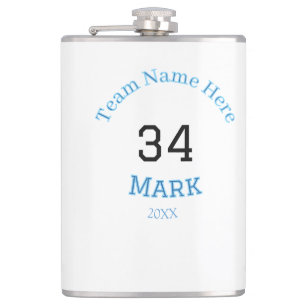 team name add player name date sports men hip flask