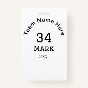 team name add player name date sports men  ID badge