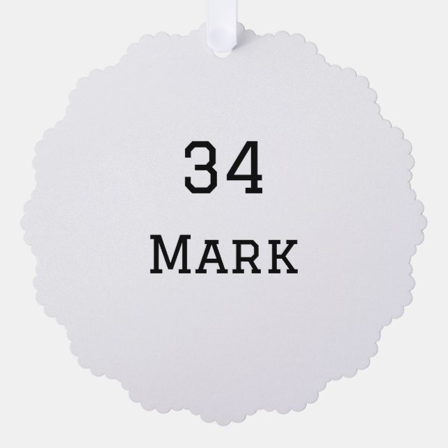 team name add player name date sports men  tree decoration card (Front)