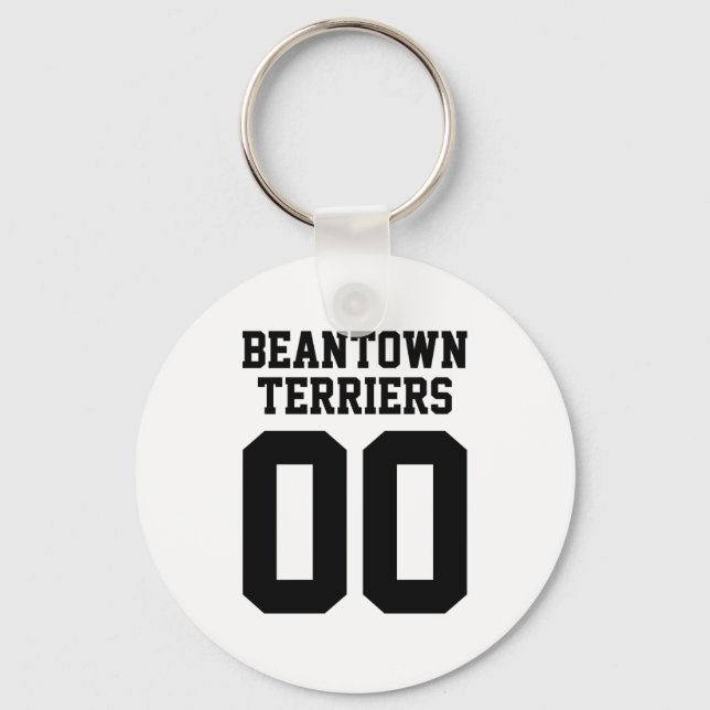 Team Name And Jersey Number Front Back T Shirt  Key Ring (Front)