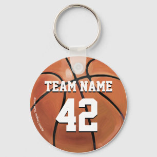 Team Name and Number Basketball Key Ring
