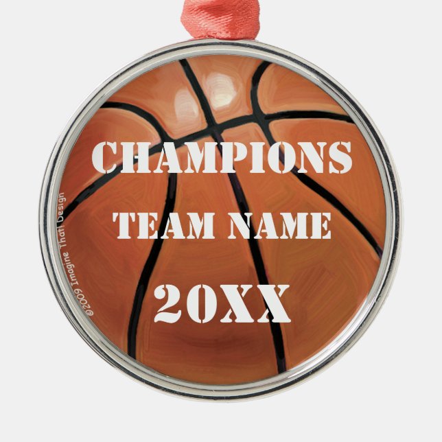 Team Name and Number Basketball Metal Tree Decoration (Front)