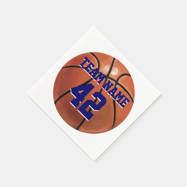Team Name and Number Basketball Napkin (Corner)