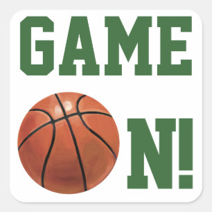 Team Name and Number Basketball Square Sticker