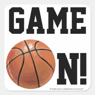 Team Name and Number Basketball Square Sticker