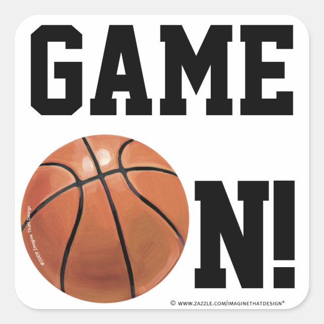 Team Name and Number Basketball Square Sticker (Front)