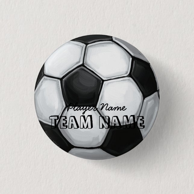 Team Name and Number Soccer Ball 3 Cm Round Badge (Front)