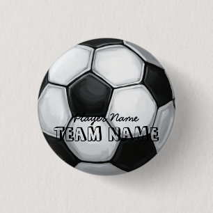 Team Name and Number Soccer Ball 3 Cm Round Badge