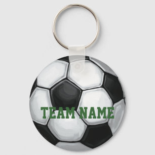 Team Name and Number Soccer Ball Key Ring