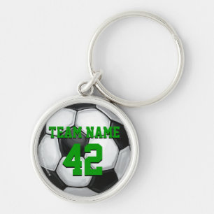 Team Name and Number Soccer Ball Key Ring