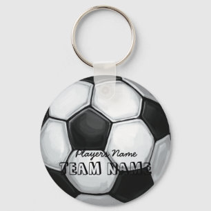 Team Name and Number Soccer Ball Key Ring