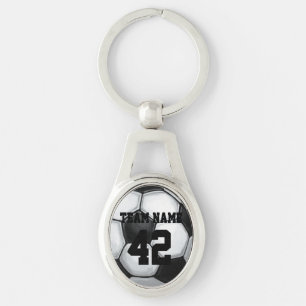 Team Name and Number Soccer Ball Key Ring