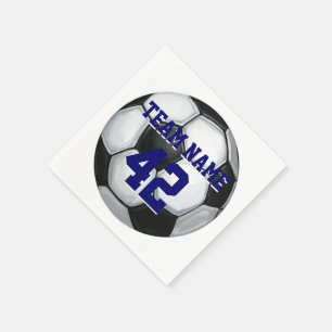 Team Name and Number Soccer Ball Napkin
