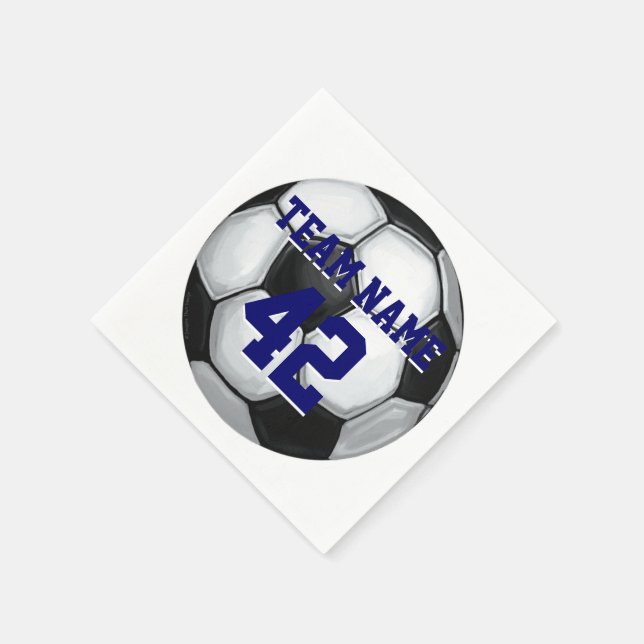 Team Name and Number Soccer Ball Napkin (Corner)