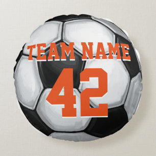 Team Name and Number Soccer Ball Round Cushion