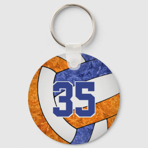 team name blue orange custom girls volleyball key ring