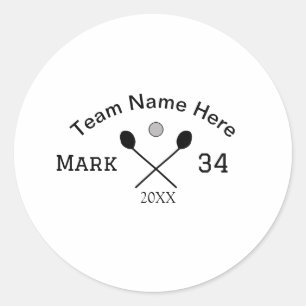 Team name here add name number ball paddle golf  classic round sticker