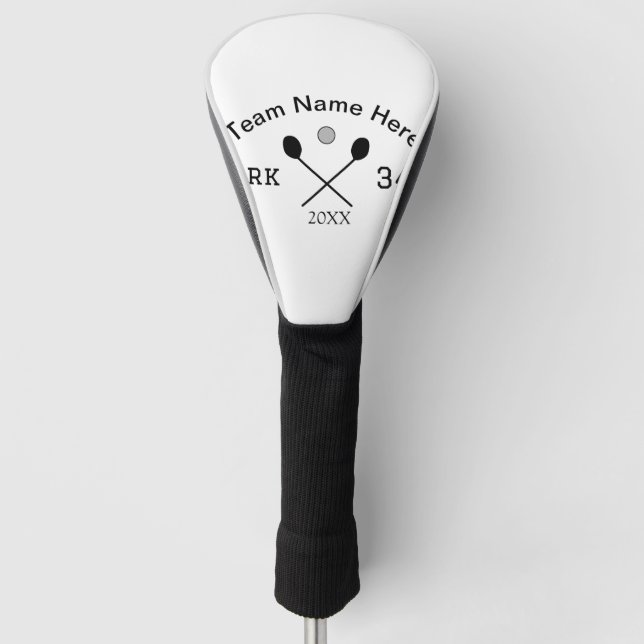 Team name here add name number ball paddle golf  golf head cover (Front)