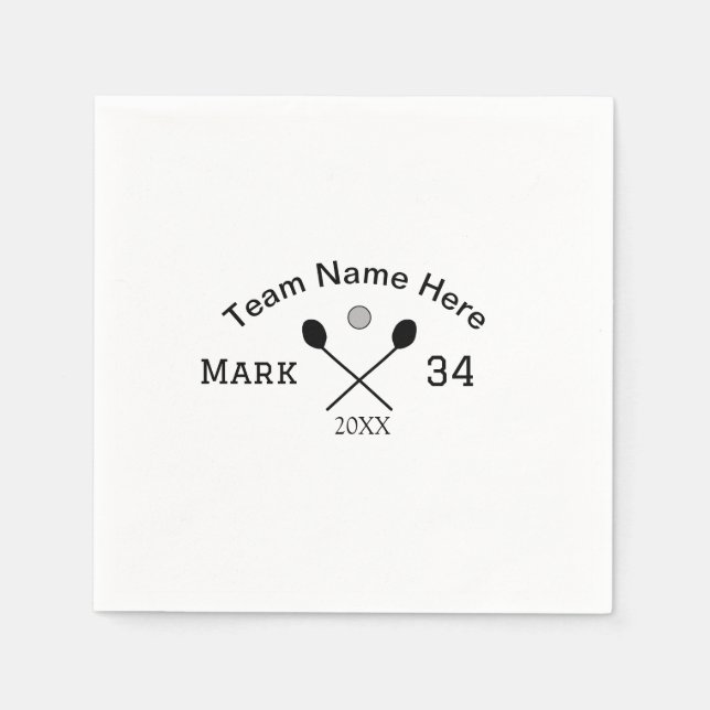 Team name here add name number ball paddle golf  napkin (Front)