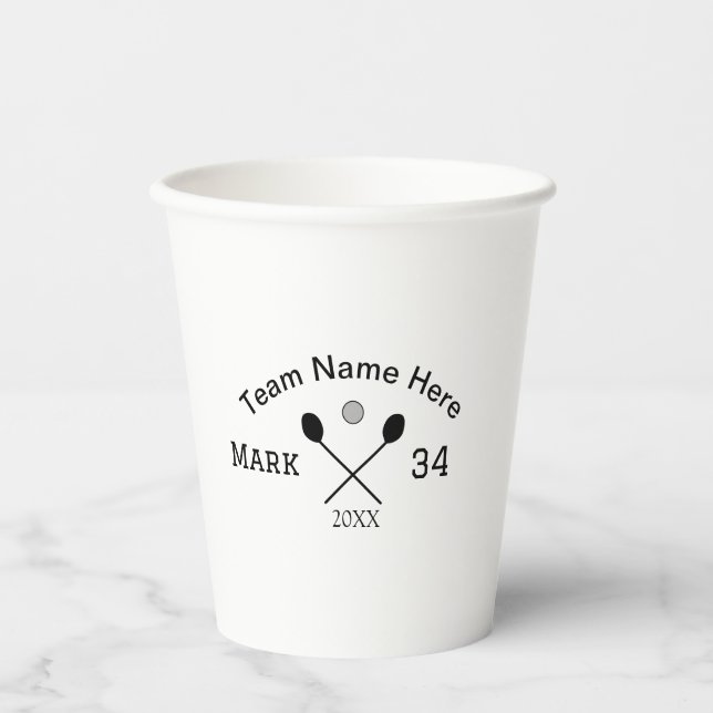Team name here add name number ball paddle golf  paper cups (Front)