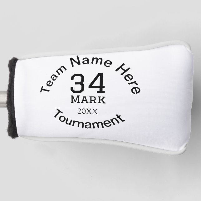 Team name here add name tournament year text golf head cover (Front)