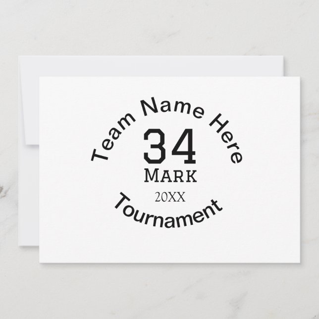 Team name here add name tournament year text invitation (Front)