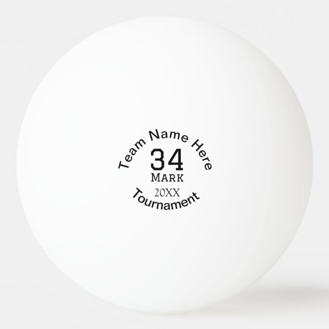 Team name here add name tournament year text ping pong ball (Front)