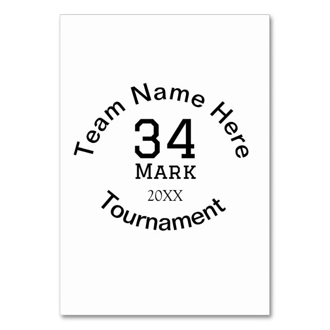 Team name here add name tournament year text table number (Front)