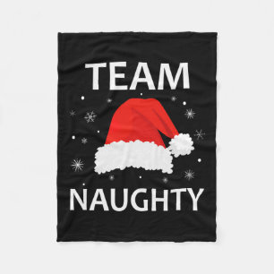 Team Naughty Couple Matching Christmas Outfit Team Fleece Blanket