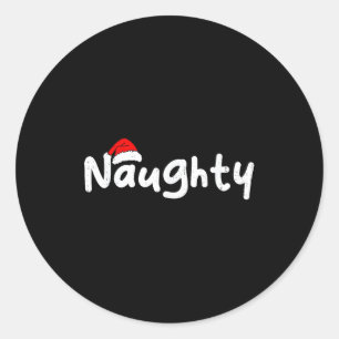 Team Naughty Funny Christmas Couple Matching Team  Classic Round Sticker