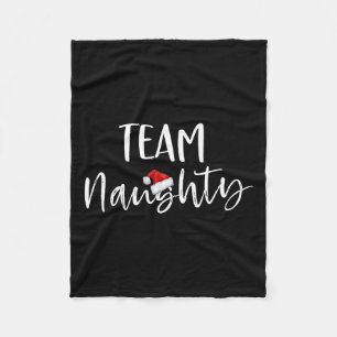 Team Naughty Funny Christmas Family Matching Pajam Fleece Blanket