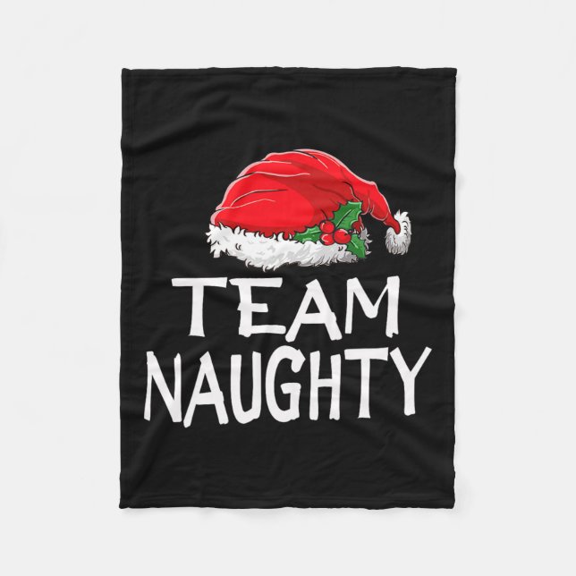 Team Naughty Funny Christmas Pyjamas Santa Claus M Fleece Blanket (Front)