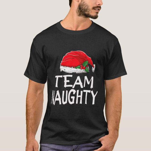 Team Naughty Funny Christmas Pyjamas Santa Claus M T-Shirt (Front)