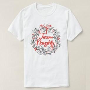 Team Naughty Funny Matching Couples Christmas Gift T-Shirt