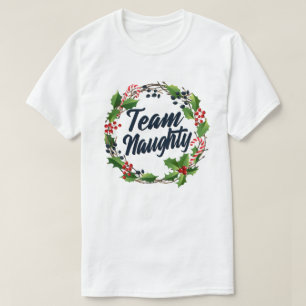 Team Naughty Funny Matching Couples Christmas Gift T-Shirt
