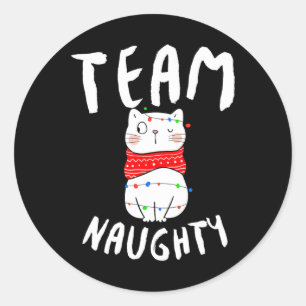 Team Naughty Funny Matching Family Christmas  Classic Round Sticker