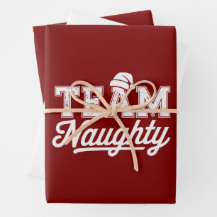 Team Naughty Funny Xmas Party Joke Humour Guys Wrapping Paper Sheet