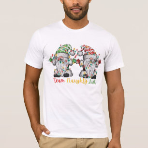 Team Naughty List gnomes Christmas lights matching T-Shirt