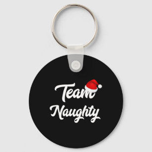 Team Naughty Nice Funny Holiday Christmas Santa  Key Ring
