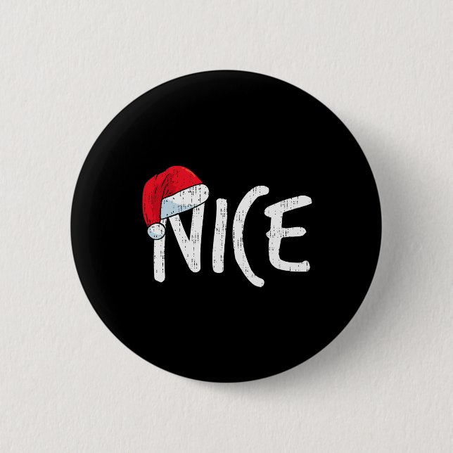 Team Naughty Nice Funny Matching Christmas Couples 6 Cm Round Badge (Front)
