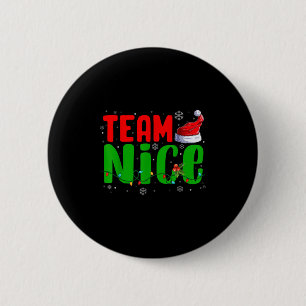 Team Naughty Nice Santa Hat Funny Christmas Matchi 6 Cm Round Badge