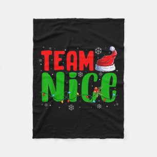 Team Naughty Nice Santa Hat Funny Christmas Matchi Fleece Blanket