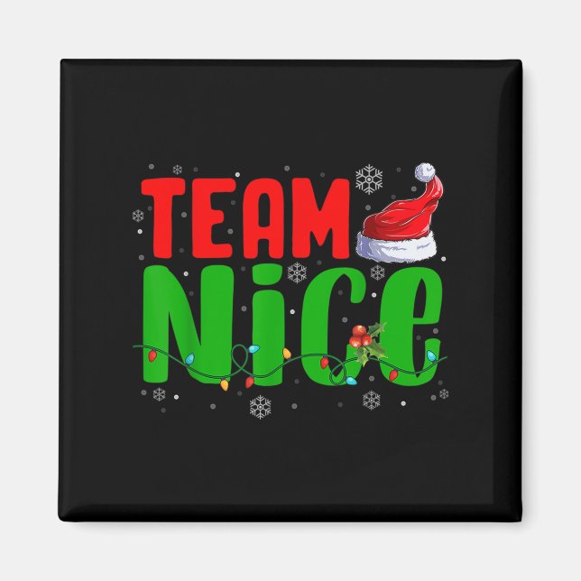 Team Naughty Nice Santa Hat Funny Christmas Matchi Magnet (Front)