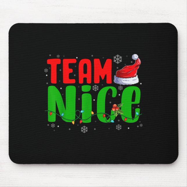 Team Naughty Nice Santa Hat Funny Christmas Matchi Mouse Mat (Front)